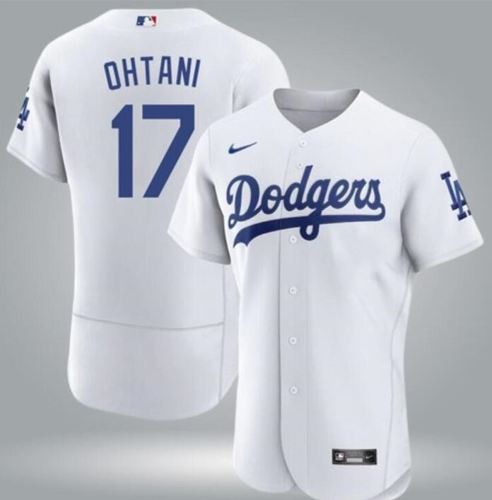 Men's Los Angeles Dodgers #17 Shohei Ohtani White Flex Base Stitched Baseball Jersey